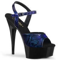 DELIGHT-609SP Pleaser vegan ankle strap sandal plateau royalblue snake print patent