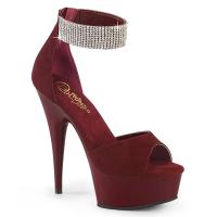 DELIGHT-625 Pleaser Damen High Heels Plateausandaletten Strass Manschette burgund Samt Matt