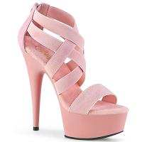 DELIGHT-669 Pleaser High-Heels Sandaletten babylpink Lederoptik mit Elastikbändern
