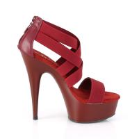 DELIGHT-669 Pleaser High-Heels Sandaletten burgund Lederoptik mit Elastikbändern