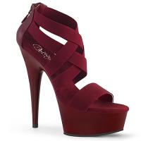 DELIGHT-669 Pleaser High-Heels Sandaletten burgund Lederoptik mit Elastikbändern