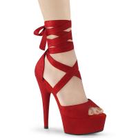 DELIGHT-679 Pleaser high heels platform criss cross ankle wrap sandal red suede