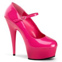 DELIGHT-687 Pleaser High-Heels Plateau Riemchenpumps hotpink Lack