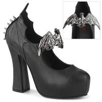 DEMON-18 Pleaser slip-on mary jane pumps spike bat wing detail black matte