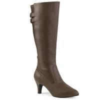 DIVINE-2018 Pleaser Pink Label Stiefel braun Lederoptik mit Elastikeinsatz hinten