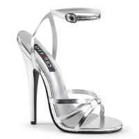 DOMINA-108 Devious High Heels Fesselriemchen Sandaletten silber Metallic