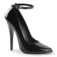DOMINA-431 Devious high heels ankle strap pump black patent