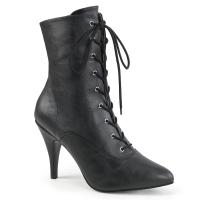 DREAM-1020 Pleaser Pink Label high heels lace up front ankle boots black vegan leather