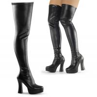 ELECTRA-3000Z Pleaser High-Heels Stretch Plateauoverkneestiefel schwarz Lederoptik