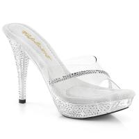 ELEGANT-401R Fabulicious elegant high heels platform slide rhinestones clear