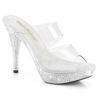 ELEGANT-402 Fabulicious elegant vegan high heels platform slide rhinestones clear