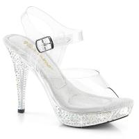 ELEGANT-408 Fabulicious high heels platform ankle strap sandal clear AB rhinestones