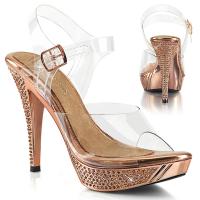 ELEGANT-408 Fabulicious high heels platform ankle strap sandal clear rose gold chrome rhinestones