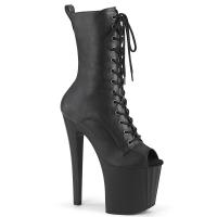 ENCHANT-1041 Pleaser high heels peep toe ankle boot prismatic design black matte
