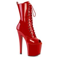 ENCHANT-1041 Pleaser high heels peep toe ankle boot prismatic design red patent