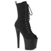 ENCHANT-1041FS Pleaser high heels platform ankle boot prismatic linear design black suede matte