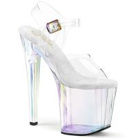 ENCHANT-708HT Pleaser Damen High Heels Plateausandaletten holografisch getönt klar