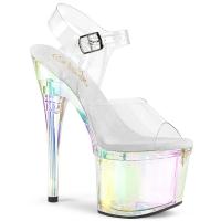 ESTEEM-708RBP Pleaser vegane Damen High Heels Plateausandaletten klar Hologramm