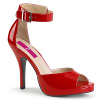 EVE-02 Pleaser Pink Label high heels platform closed back ankle strap sandal red patent
