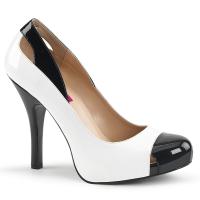 EVE-07 Pleaser Pink Label high heels platform cutout pump white-black patent