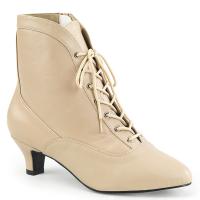 FAB-1005 Pleaser Pink Label lace up front ankle boots cream vegan leather