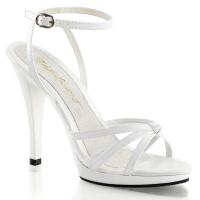 FLAIR-436 Fabulicious high heels platform ankle wrap sandal white patent