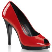 FLAIR-474 Fabulicious high heels platform peep toe pump red black patent