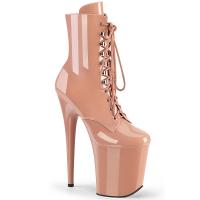 FLAMINGO-1020 Pleaser High Heels platform lace-up front ankle boot blush patent