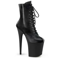 FLAMINGO-1020 Pleaser High Heels platform lace-up front ankle boot black leather