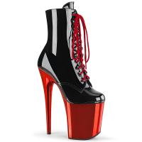 FLAMINGO-1020 Pleaser High Heels platform ankle boot black patent red chrome