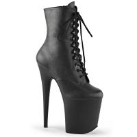 FLAMINGO-1020 Pleaser High Heels platform ankle boot lace-up front black matte