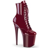 FLAMINGO-1020 Pleaser sexy Damen High-Heels Schnür Plateaustiefeletten burgund Lack