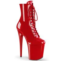 FLAMINGO-1020 Pleaser High Heels platform ankle boot lace-up front red patent