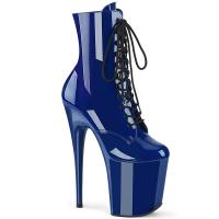 FLAMINGO-1020 Pleaser High Heels platform lace-up front ankle boot royalblue patent