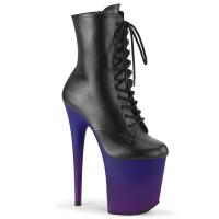 FLAMINGO-1020BP Pleaser High Heels platform lace-up front ankle boot ombre black blue purple