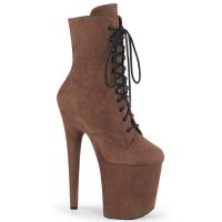 FLAMINGO-1020FS Pleaser High Heels platform ankle boot lace-up front caramel suede