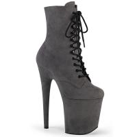 FLAMINGO-1020FS Pleaser High Heels platform ankle boot lace-up front grey suede