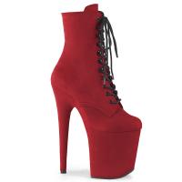 FLAMINGO-1020FS Pleaser High Heels platform ankle boot lace-up front red suede