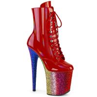 FLAMINGO-1020HG Pleaser high heels platform ankle boot rainbow glitter red holo patent