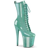 FLAMINGO-1040GP Pleaser Damen High Heels Plateaustiefeletten aqua Glitter Lack