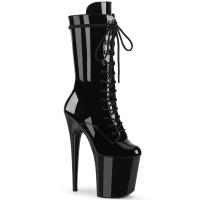 FLAMINGO-1050 Pleaser vegan high heels platform mid calf boot black patent