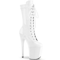 FLAMINGO-1050 Pleaser vegan high heels platform mid calf boot white patent