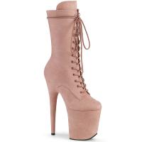 FLAMINGO-1050FS Pleaser High Heels platform ankle boot lace-up front dusty blush suede
