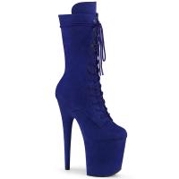 FLAMINGO-1050FS Pleaser High Heels platform ankle boot lace-up front royal blue suede
