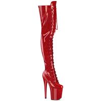 FLAMINGO-3020GP Pleaser Damen High Heels Plateauoverkneestiefel rot Glitter Lack