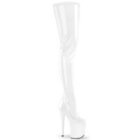 FLAMINGO-4000 Pleaser sexy platform stretch crotch boot high heels white patent