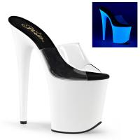 FLAMINGO-801UV Pleaser high heels platform slide clear neon white uv