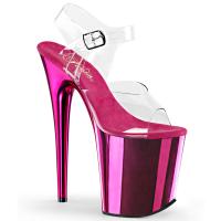 FLAMINGO-808 Pleaser high heels platform sandal clear hotpink chrome