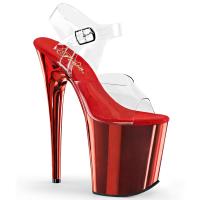 FLAMINGO-808 Pleaser high heels platform sandal clear red chrome