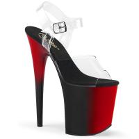 FLAMINGO-808BR Pleaser high heels sandal vertical two tone black red